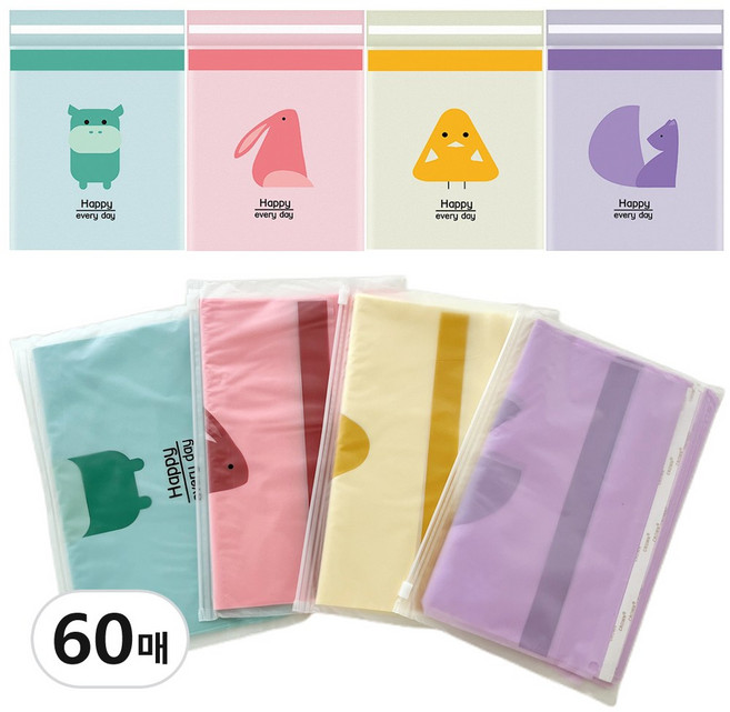 차량용 쓰레기봉투 접착식 일회용 착 붙이는 쓰레기통 접착 봉지 쓰레기 비닐 봉투 휴지통, 색상혼합, 60개