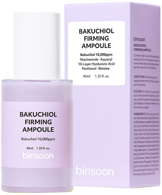 빈순 바쿠치올 모공 퍼밍 앰플 저자극 탄력케어 나이아신아마이드 앰플 주름개선 모공축소 세럼, 1개, 40ml