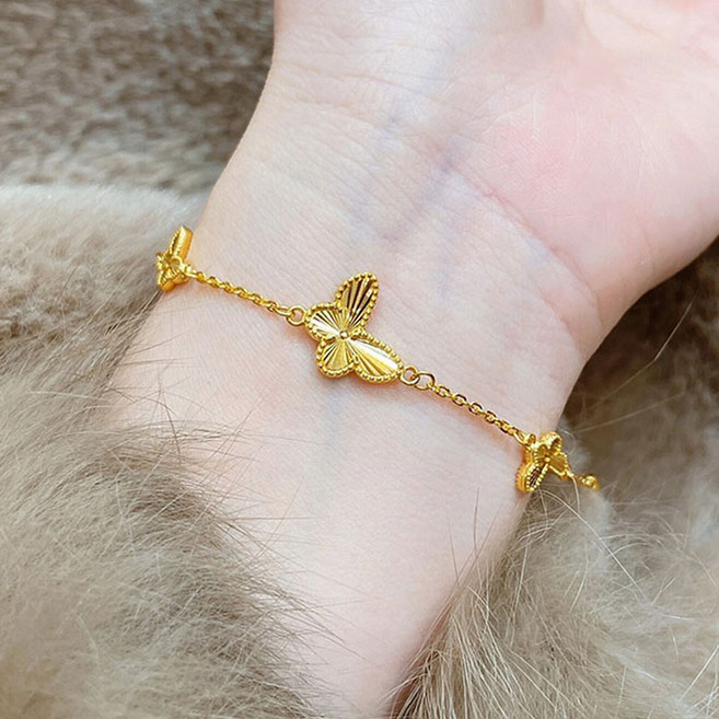 FANSYLI 나비 펜던트 체인팔찌 여자 도금 플래팅 패션 팔찌 여자친구생일선물 0505F09