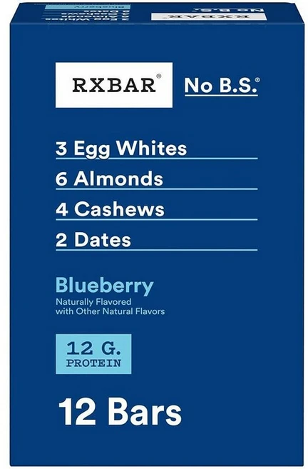 RXBAR 단백질 바 스낵 스낵 블루베리 623.7g(22온스) 박스 (12개), 12 Count (Pack of 1), Blueberry - 쿠팡