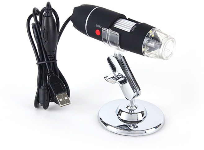 1000배율 휴대용 디지털 현미경 / LED 야간사용가능 PC 휴대폰 연결사용 현미경 확대경 돋보기 루페 관찰 과학실험 두피 피부상태 확인가능, 1개, 1000X