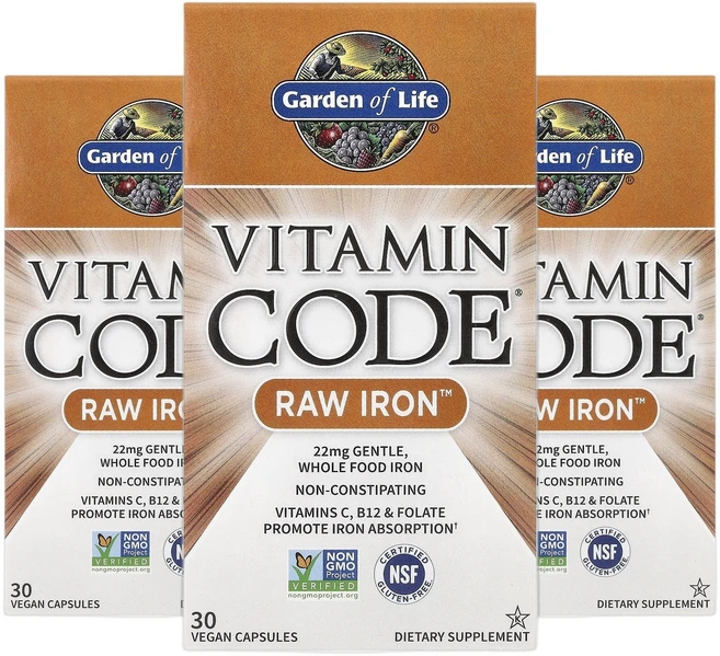 가든오브라이프 Vitamin Code 철분 RAW Iron 베지 캡슐 30정 2+1, 3개, 30회분 - 쿠팡