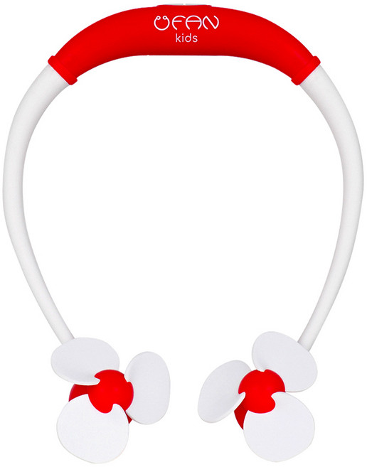 블루아이디 어린이용 넥밴드 선풍기, BI-NFKR, 레드