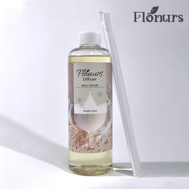 [리필] 플로너스 프리미엄 대용량 디퓨져 실내 인테리어 집들이선물용 호텔 디퓨저 퍼퓸, 1개, 500ml, 파우더리 머스크