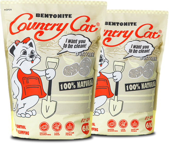 컨트리캣 중간입자 무첨가물 벤토나이트 고양이 모래, 6kg, 2개