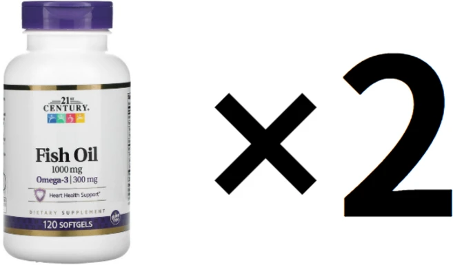 21st 센추리 생선 오일 1000 mg 120 소프트 젤, 120정, 2개 - 쿠팡