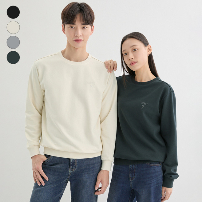 게스 25FW ON 유니 무테 삼각 자수로고 맨투맨 NP3KE403