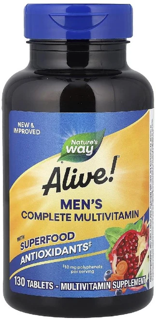 Nature's Way Alive!® 남성용 컴플리트 종합비타민 130정 Way (네이처스 웨이), 1개 - 쿠팡