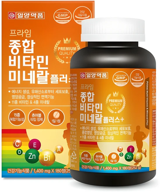 일양약품 프라임 종합비타민 미네랄 플러스, 180정, 1개 - 쿠팡