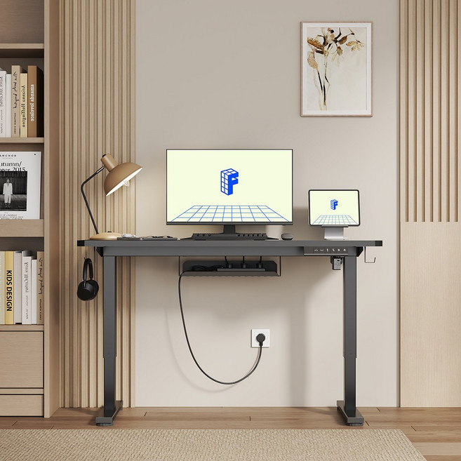 FlexiSpot 전동 모션데스크 EF1H 높낮이조절책상 높이735~1180mm A/S 5년 올바른 자세 스탠딩 데스크 컴퓨터책상 학생책상, 블랙 + 블랙