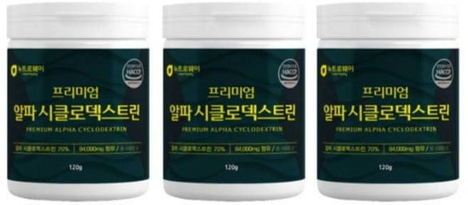 프리미엄 알파 시클로 덱스트린 분말 가루 120G X 3통 애사비 차전자피 유청단백, 1개