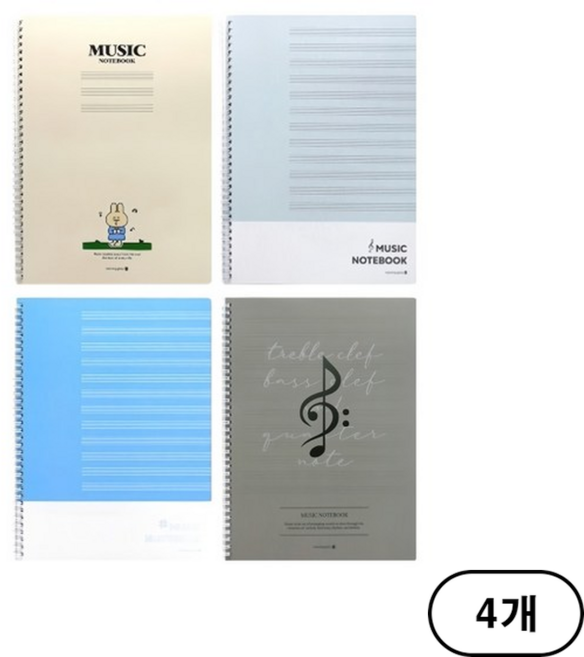 모닝글로리 음악 스프링노트 A4사이즈 오선지, 랜덤발송(RANDOM), 4개