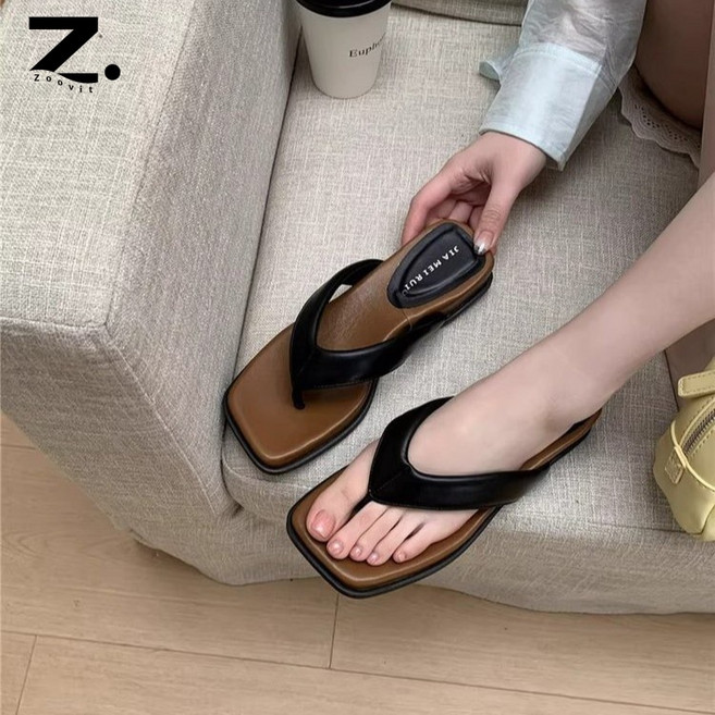 Zoovit 여성 고급스러운 쪼리 조리 슬리퍼 일상 통굽 캐주얼 여름 샌들