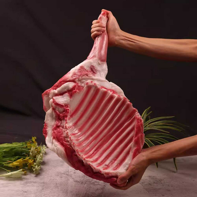 고기모형 돼지고기 정육점 소품 돼지머리 샘플 훈제 상품, 1개, 돼지 등갈비 44.5x26.5x9cm
