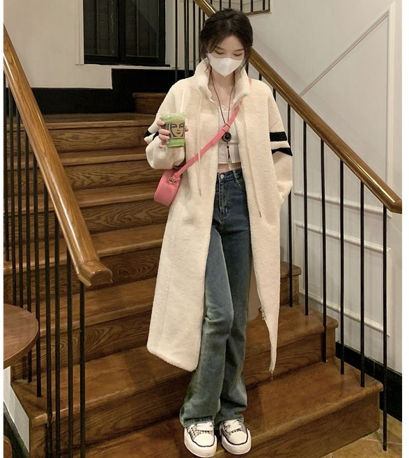 햅번스타일 후리스 양털 롱 뽀글이 코트 재킷 점퍼