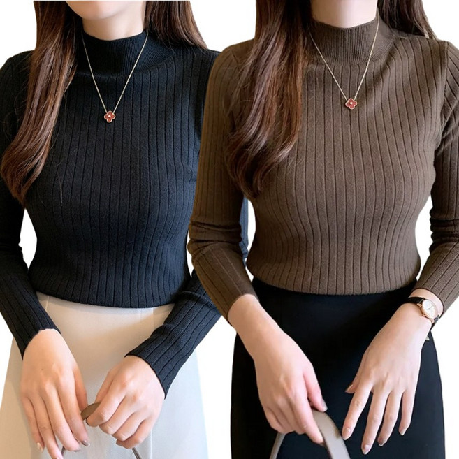 라온투유 슬림 반폴라 골지니트 2종