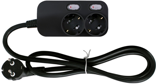 국산 블랙 개별 멀티탭 2구 1m 멀티콘센트 접지멀티탭 개별스위치 절전멀티탭, 1개