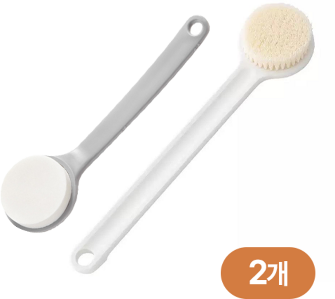그리에티 등드름 샤워 바디 브러쉬 2세대, 그레이 화이트, 1세트, 2개입