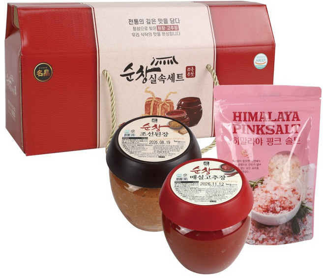순창 매실고추장 500g + 된장 500g + 핑크 소금 400g 3종 선물세트 / 설 추석 명절세트, 8개, 1.4g