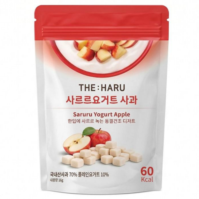 더하루 동결건조 요거트 과일칩 사르르요거트 국내산 딸기 저칼로리 다이어트 사무실간식 아이간식, 1개, 16g