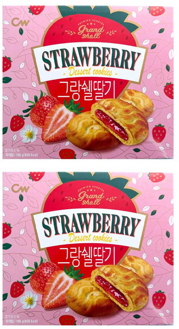 청우식품 그랑쉘 쿠키 딸기 10p, 2개, 195g