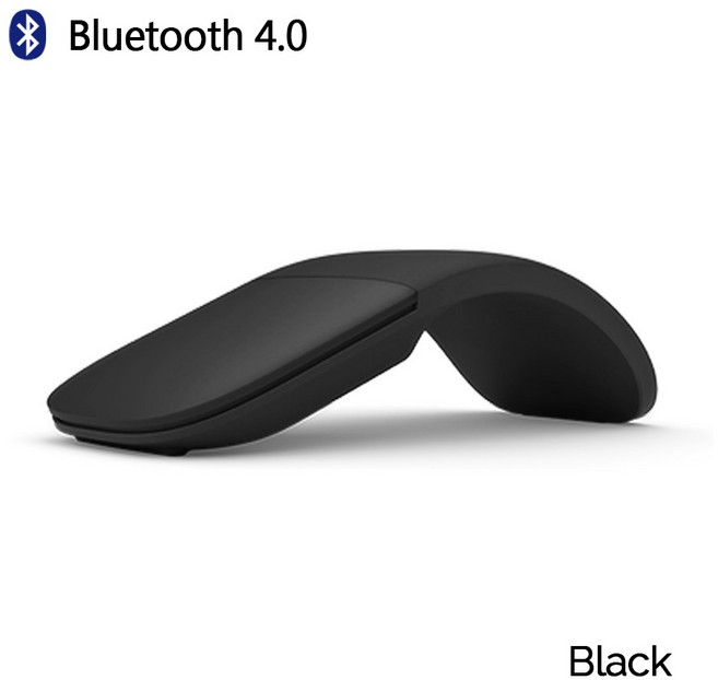 블루투스 무선 마우스 음소거 초박형 터치 노트북 접이식 사무실용 1600 DPI, 01 Black, 한개옵션1