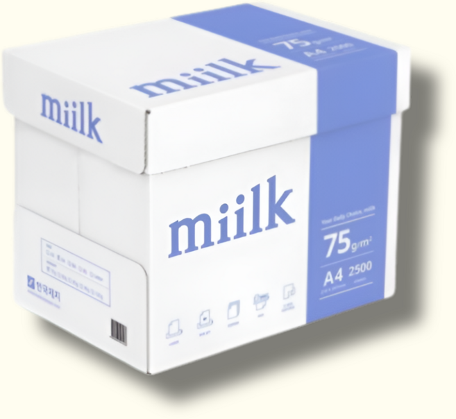 한국제지 밀크 복사용지 75g, A4, 2500매