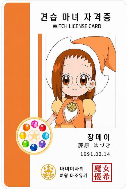 꼬마마법사 오자마녀 레미 마녀 자격증 카드 스티커 교통카드 체크카드 신용카드 티머니 꾸미기, 미니 (small chip), 장메이