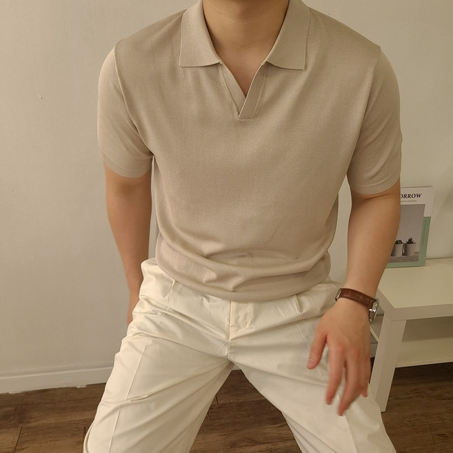 밸류젯 10컬러 남자 여름 옷 머슬핏 니트 반팔 카라티