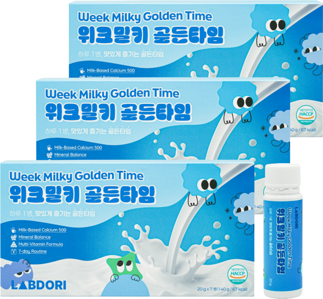 위크밀키 골든타임 우유칼슘 500mg 미네랄3종 복합비타민, 3개, 7회분