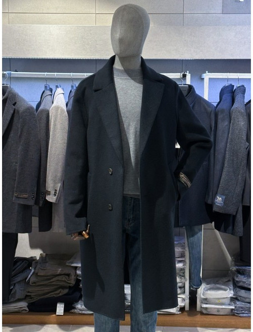 트루젠 다크그린 핸드메이드 울캐시미어 세미코트오버핏 롱코트