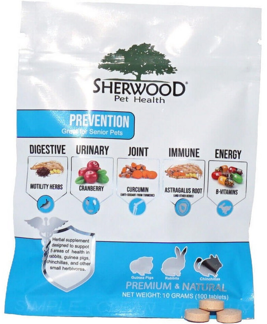 셔우드 소동물 종합건강 영양제 100정 (토끼 영양제 토끼 간식 기니피그 영양제 기니피그 간식 친칠라 영양제 친칠라 간식 햄스터 영양제 햄스터 간식), 100개, 600mg