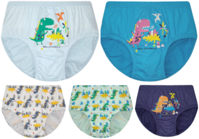아날도바시니 남아용 딩동댕 아기공룡 삼각팬티 5종 세트