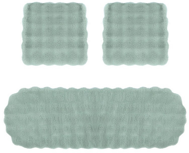 스타일닥터 겨울 털방석 포근포근 자동차방석 시트커버 극세사 방석 3종 세트, 1개, 그린 스리피스