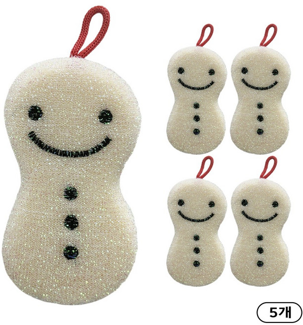 크린라이프 눈사람(화이트)수세미 5P, 1세트, 5개