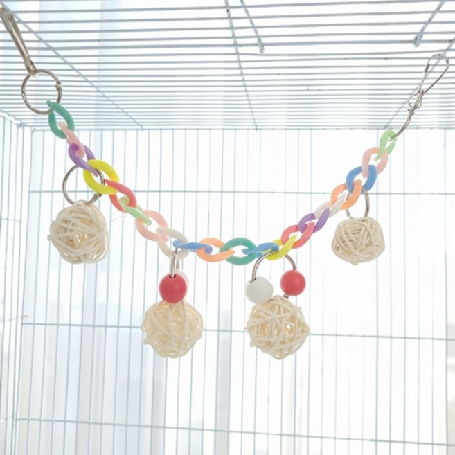 앵파크 앵무새 장난감 파스텔 가랜드 소형조 새용품 등나무 새장 장식, 1개