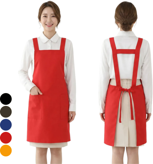 쿡셰프 H형 심플 앞치마 5종 택1, 브라운, 1개