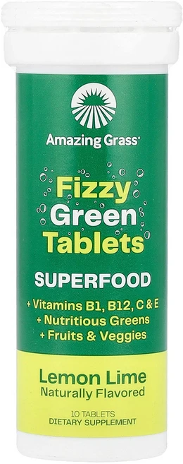 Amazing Grass 피지 그린 정제 슈퍼 푸드 레몬 라임 10정 Grass (어메이징 그래스), Amazing Grass, 피지 그린 정제, 슈퍼 푸드, 1개 - 쿠팡