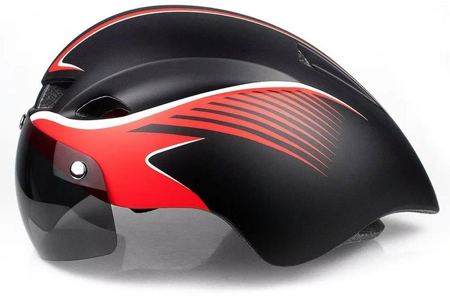Wildside Aero TT 도로 자전거 헬멧 레이싱 초경량 트라이애슬론 안전 고글 사이클링 스포츠 액세서리, black red 1 lens, 1개