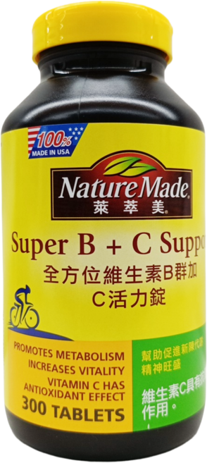 Nature Made 萊萃美 全方位維生素B群加C 活力錠, 300錠, 1罐