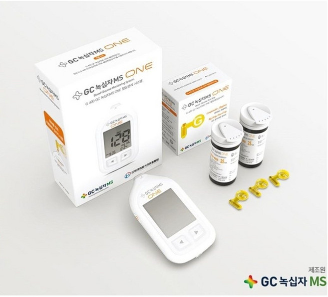 녹십자MS ONE 혈당측정기+당뇨시험지100매+사혈침110개+알콜솜100매 혈당측정기 세트, 1세트