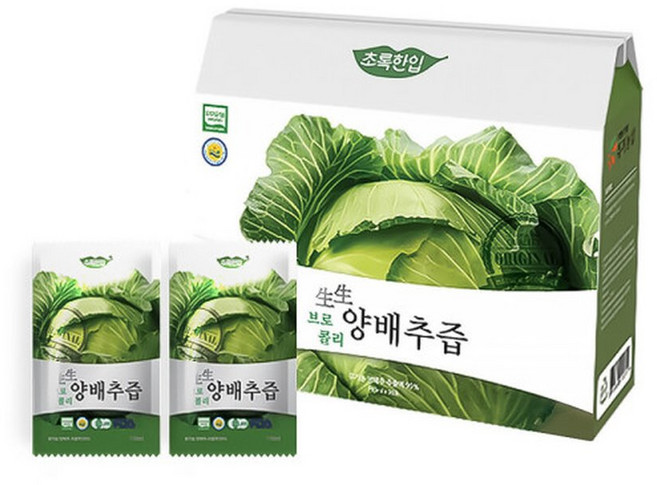 초록한입 국내산100 양배추즙(110ml) 30포 선물박스, 30개, 110ml