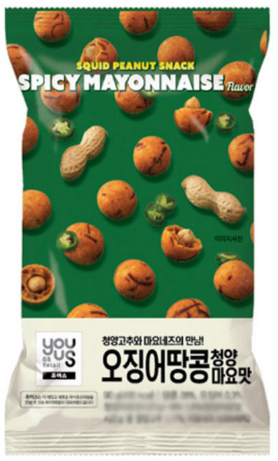 유어스 오징어땅콩 청양마요맛 대용량 편의점 과자 16개 1박스, 90g