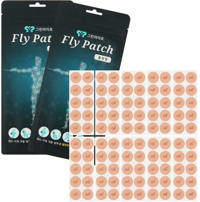 그린라이프 플라이패치 동전형파스 50매, 2세트, 50매입