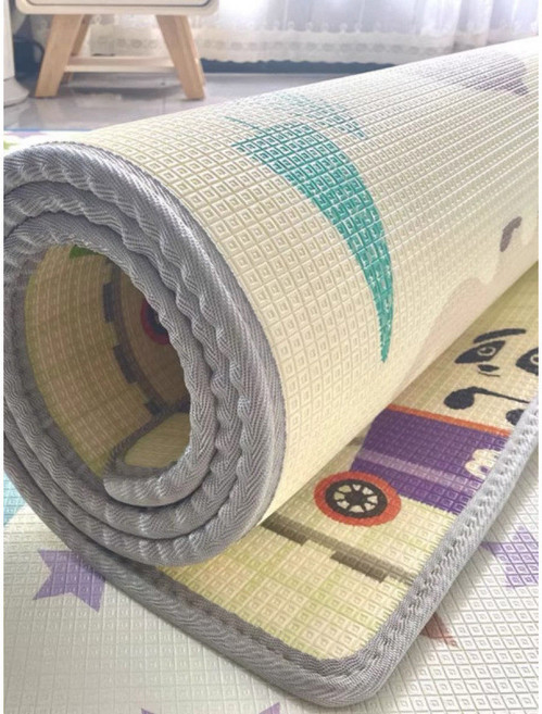 嬰幼兒加厚拼接可摺疊泡沫爬行墊，家用客廳地墊, 雙面圖案1.5釐米厚【圖案隨機】,300CMx180CM