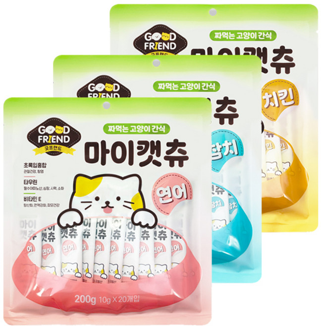 굿프랜드 마이캣츄 콤보 20p x 3개 총 60p 고양이 간식 짜먹는 간식, 60개, 10g
