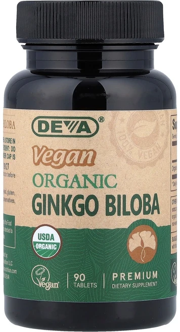 Deva 비건 유기농 은행나무 90정(1정당 300mg) Deva (데바), Deva, 비건 유기농 은행나무, 90정(1정당 300, 1개 - 쿠팡