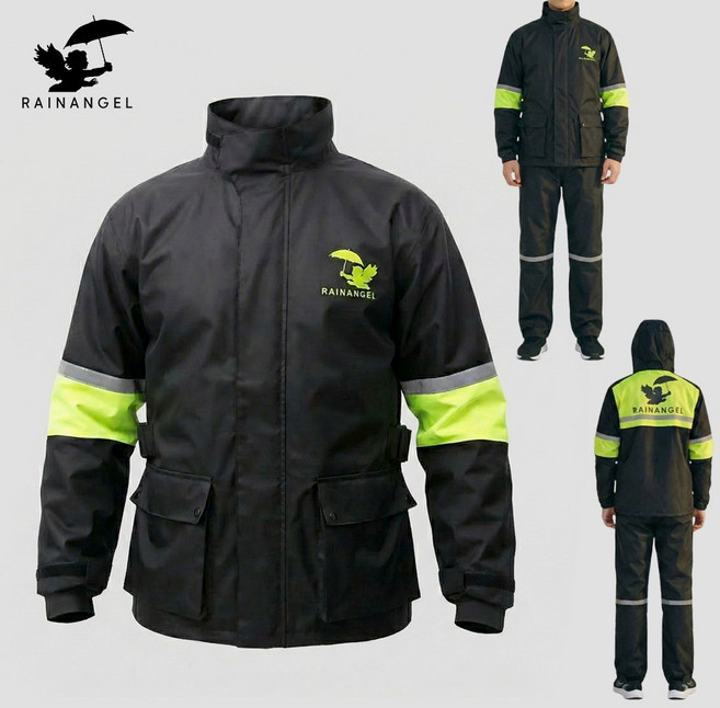 레인엔젤 오토바이 우비 상하세트 배달 라이더 비옷 야간 안전 반사 방수복