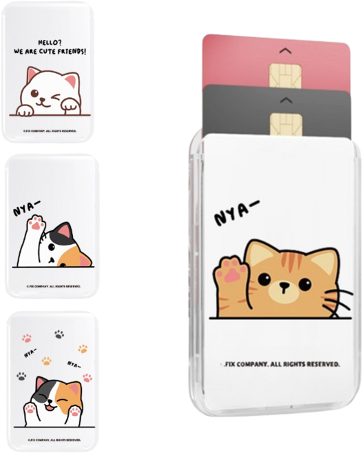 갤럭시A16(A166) 귀여운 고양이 점박이 치즈냥 설기냥 맥세이프 카드지갑 투명케이스