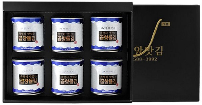 중앙맛김 특별히 맛있는 곱창 돌김 캔김 선물세트 1호, 6개, 35g